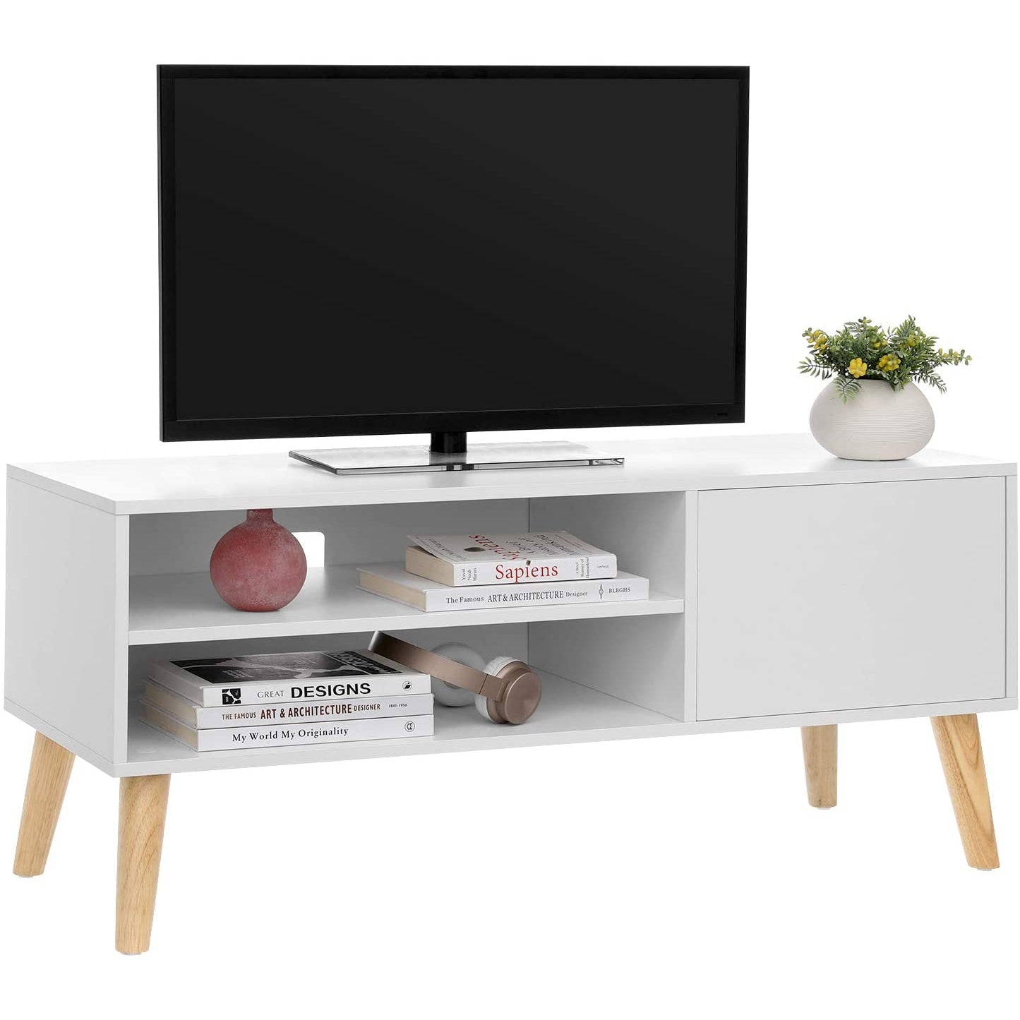 Skandinavski TV stalak 110 x 40 x 49,5 cm bijeli | Vasagle-vitahome.hr