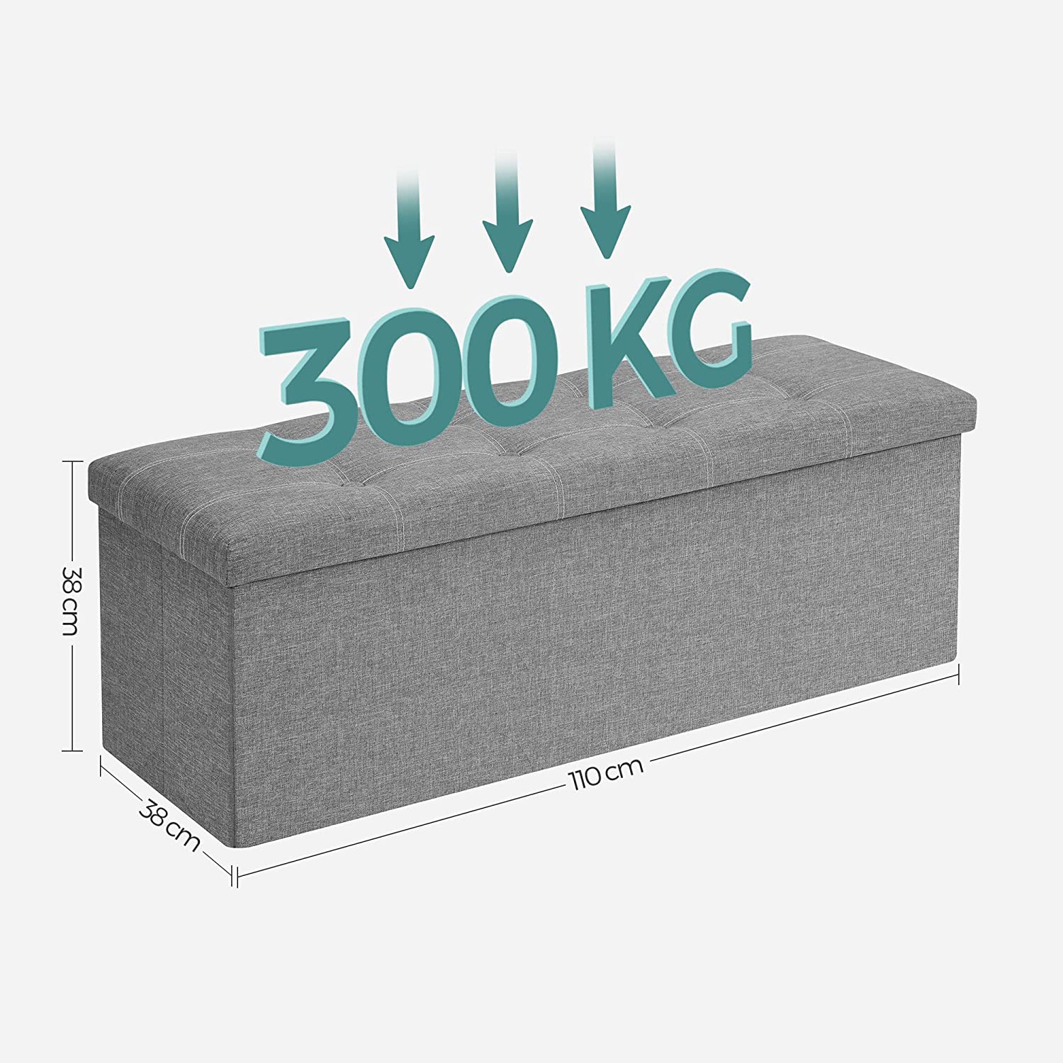 Skladišna klupa nosivosti do 300 kg, 110 x 38 x 38 cm, svijetlo siva | SONGMICS-vitahome.hr