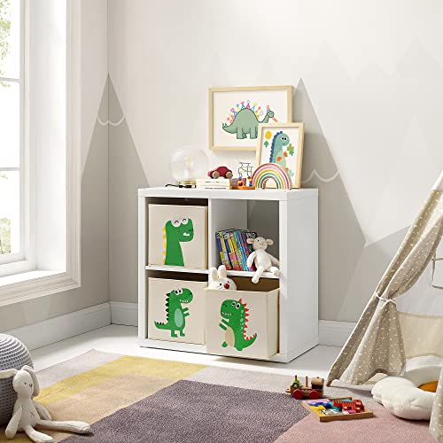 Skladišne kutije, 3 komada, sklopive, s ručkama, bež, s dino uzorkom