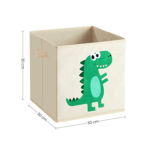 Skladišne kutije, 3 komada, sklopive, s ručkama, bež, s dino uzorkom