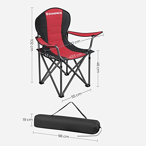 Sklopiva kamping stolica s držačem za čašu, nosivosti 250kg, crveno-crna | SONGMICS-vitahome.hr