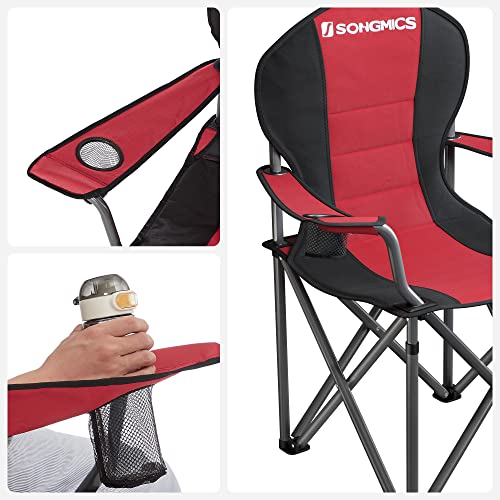 Sklopiva kamping stolica s držačem za čašu, nosivosti 250kg, crveno-crna | SONGMICS-vitahome.hr