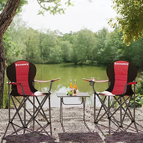 Sklopiva kamping stolica s držačem za čašu, nosivosti 250kg, crveno-crna | SONGMICS-vitahome.hr