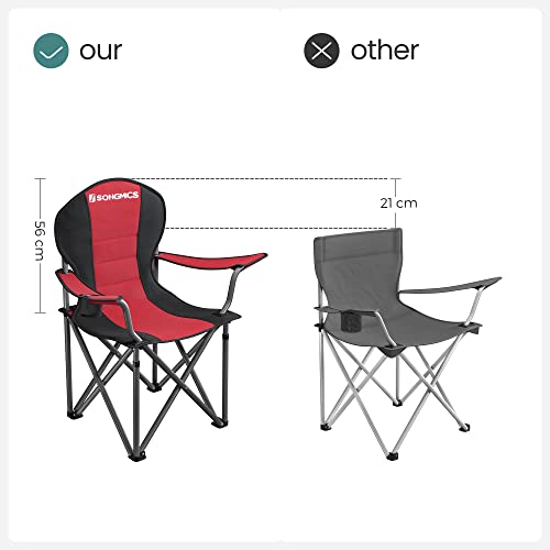 Sklopiva kamping stolica s držačem za čašu, nosivosti 250kg, crveno-crna | SONGMICS-vitahome.hr