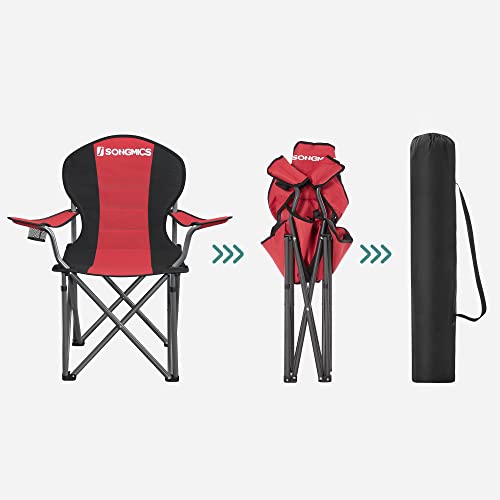 Sklopiva kamping stolica s držačem za čašu, nosivosti 250kg, crveno-crna | SONGMICS-vitahome.hr