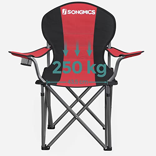 Sklopiva kamping stolica s držačem za čašu, nosivosti 250kg, crveno-crna | SONGMICS-vitahome.hr