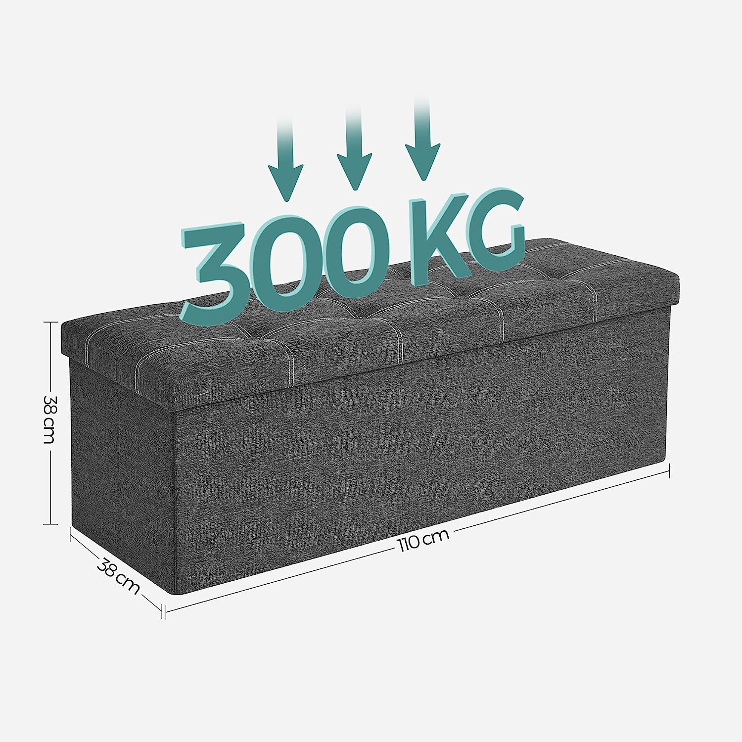 Sklopiva klupa za odlaganje, 110 x 38 x 38 cm, tamno siva | SONGMICS-vitahome.hr