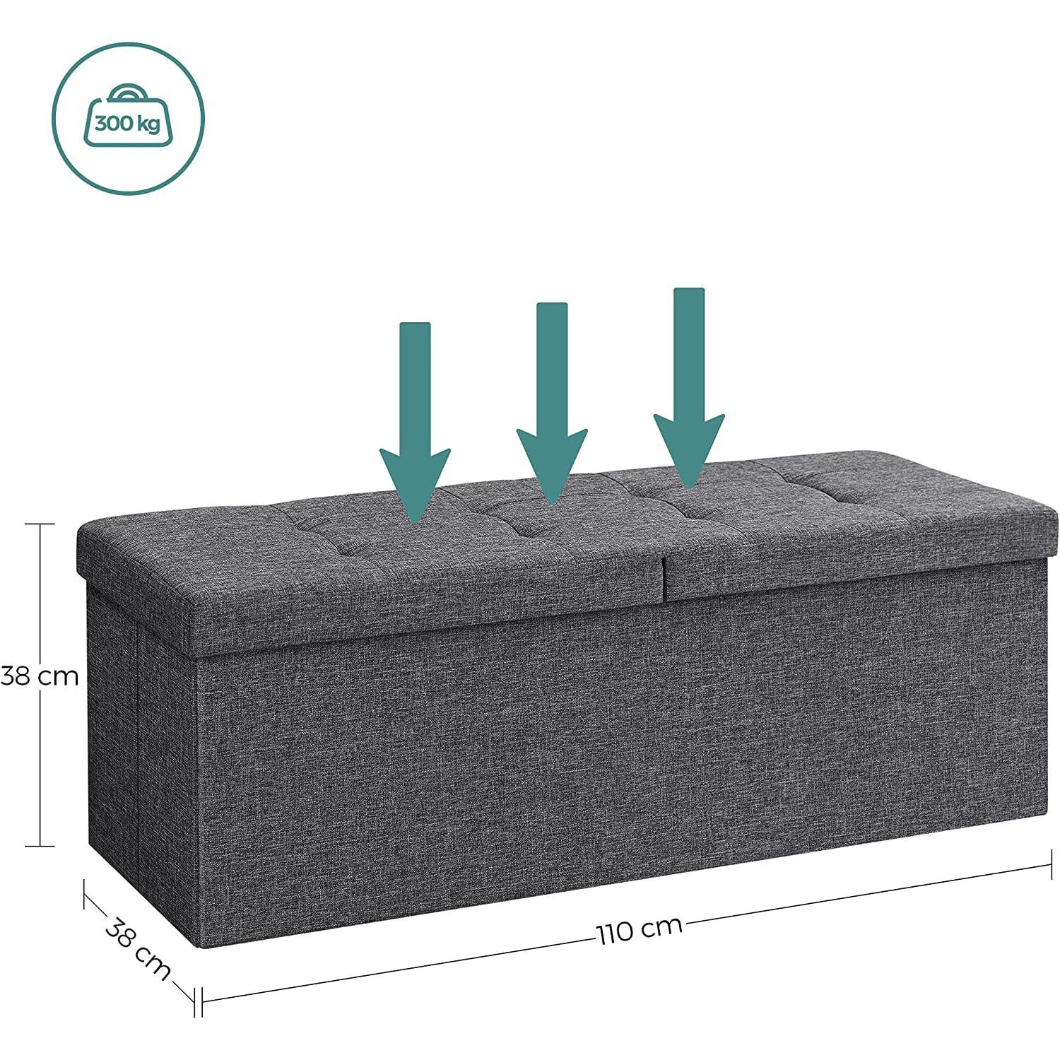 Sklopiva klupa za odlaganje, 110 x 38 x 38 cm, tamno sive boje | SONGMICS-vitahome.hr