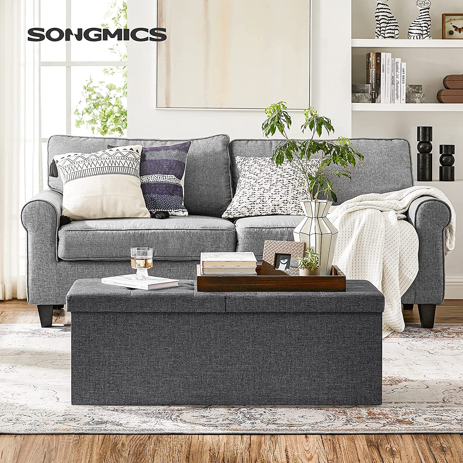 Sklopiva klupa za odlaganje, 110 x 38 x 38 cm, tamno sive boje | SONGMICS-vitahome.hr