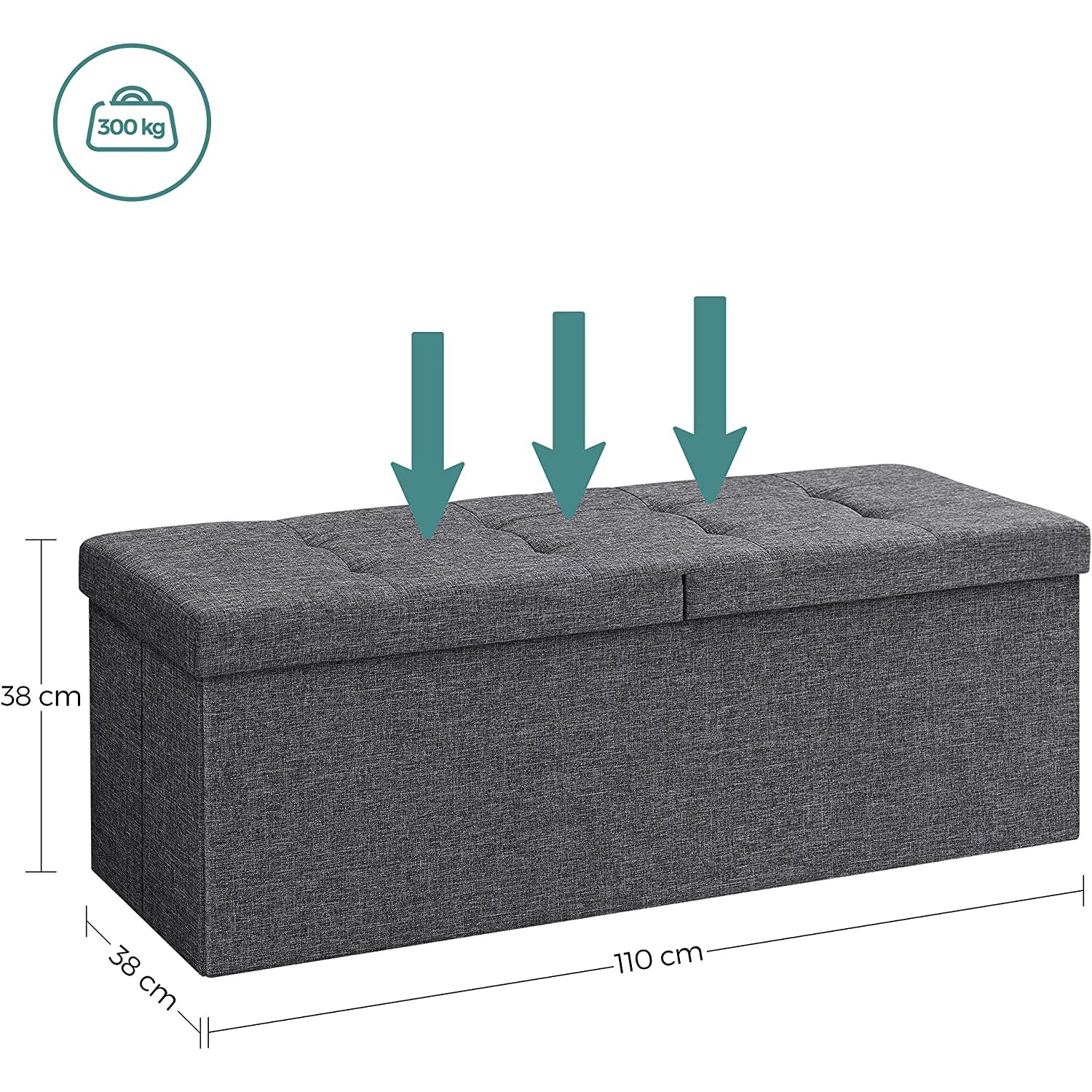 Sklopiva klupa za odlaganje, 110 x 38 x 38 cm, tamno sive boje | SONGMICS-vitahome.hr