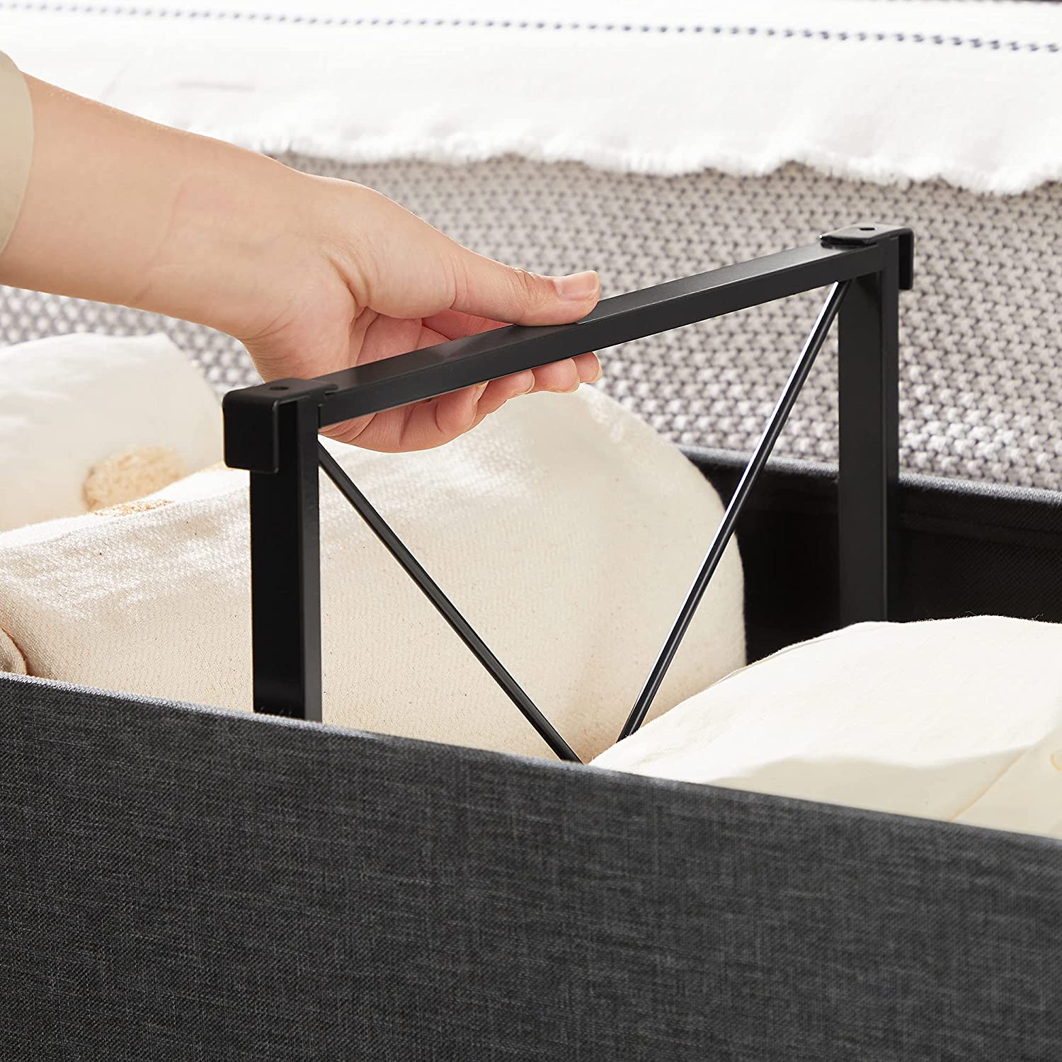 Sklopiva klupa za odlaganje, 110 x 38 x 38 cm, tamno sive boje | SONGMICS-vitahome.hr