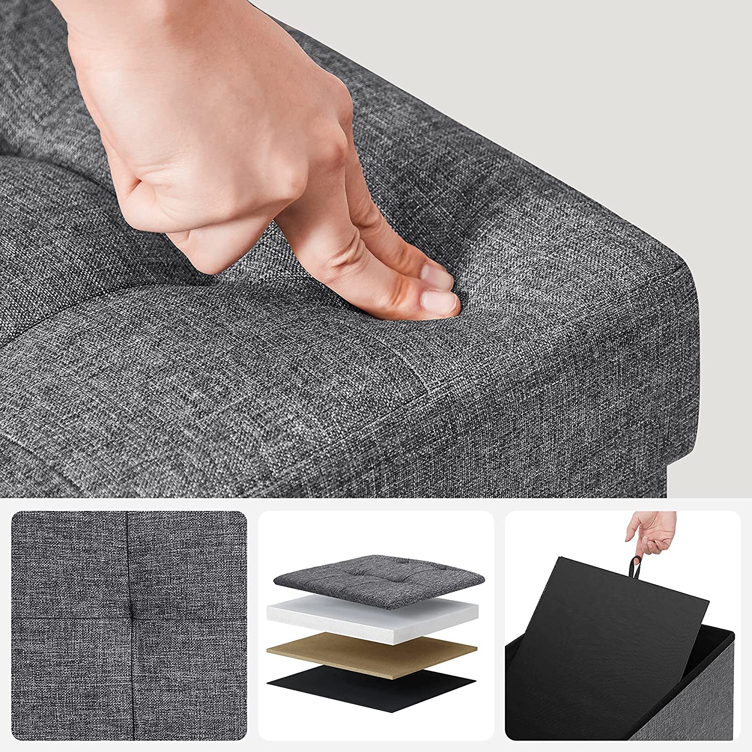 Sklopiva klupa za odlaganje, 110 x 38 x 38 cm, tamno sive boje | SONGMICS-vitahome.hr
