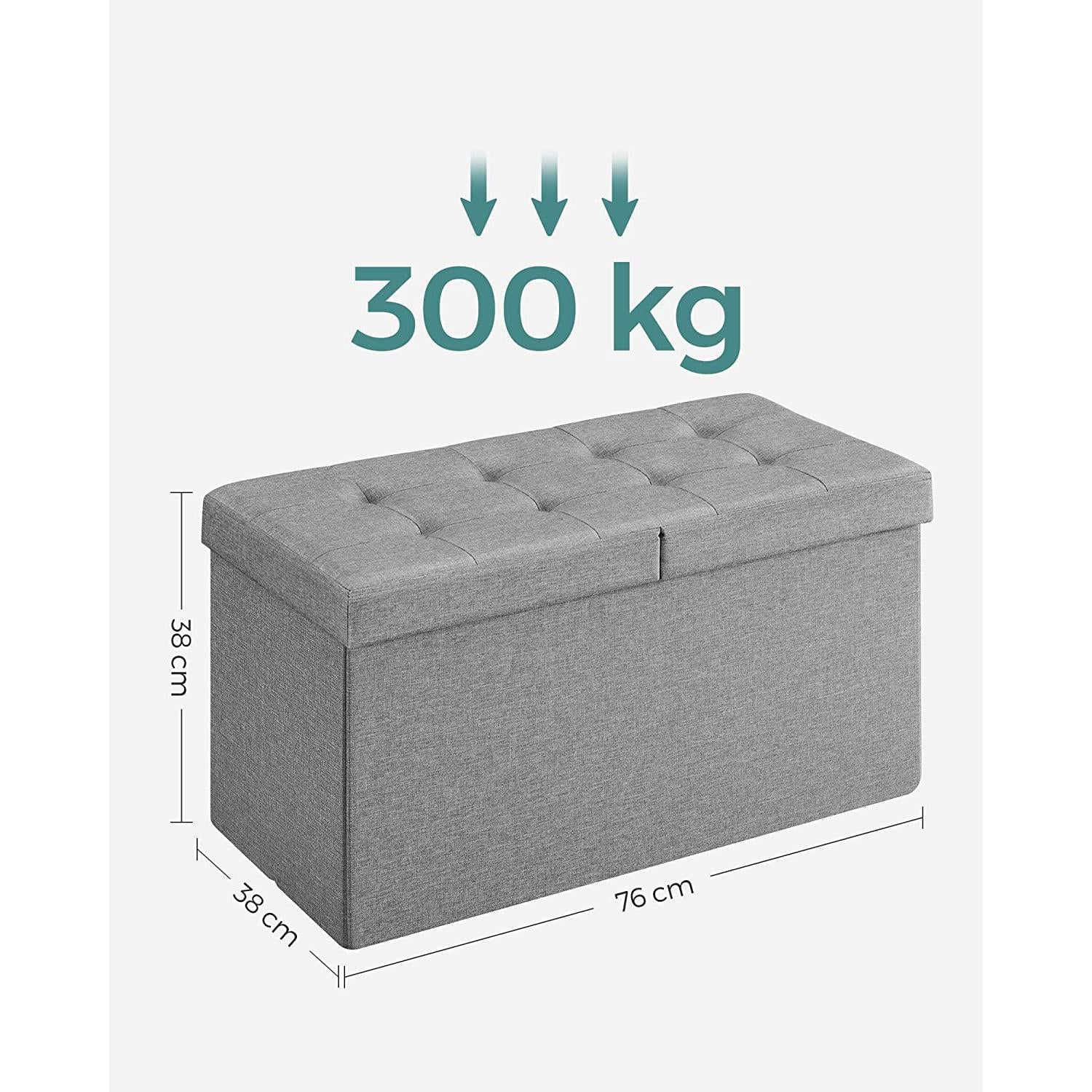 Sklopiva klupa za odlaganje, 76 x 38 x 38 cm, svijetlo siva | SONGMICS-vitahome.hr