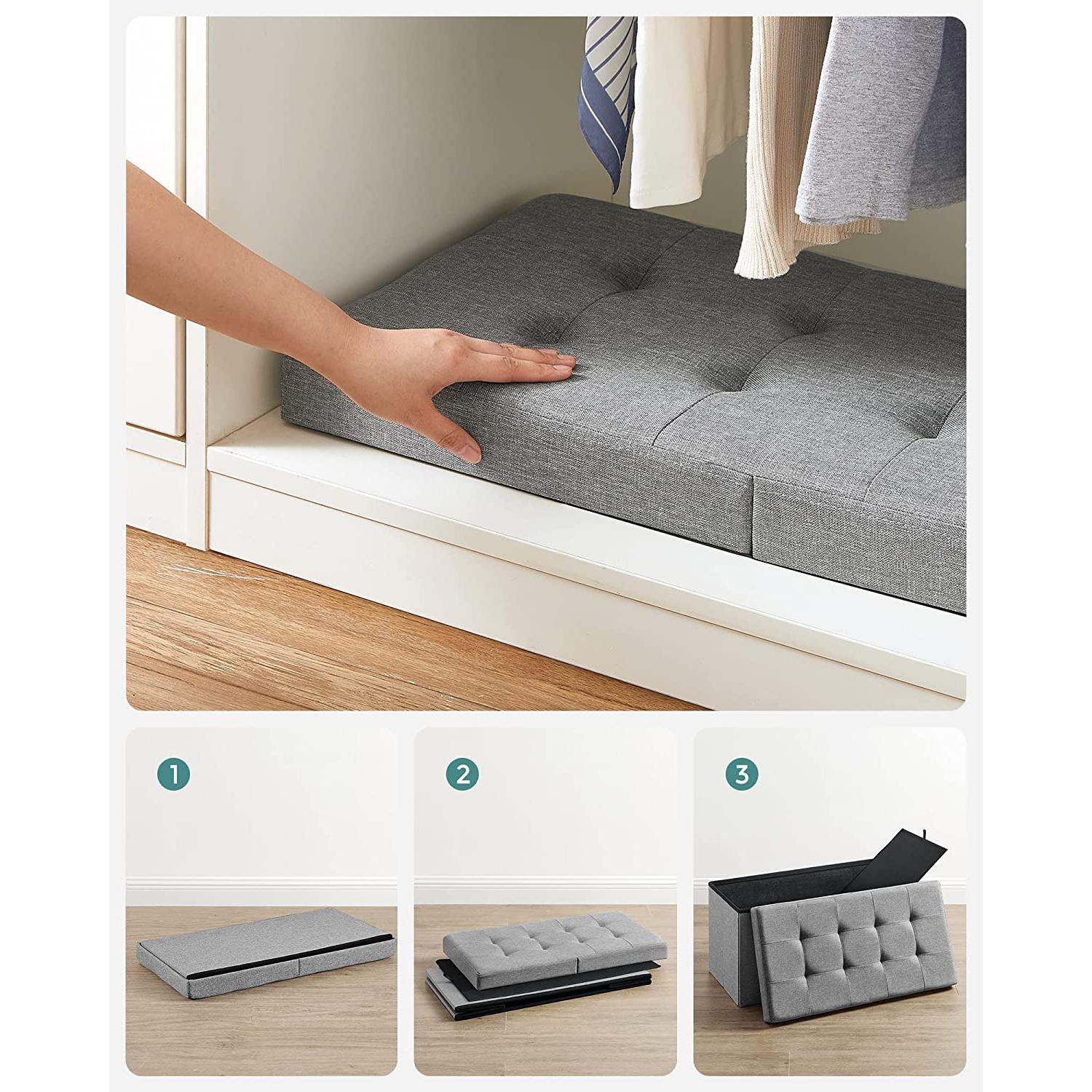 Sklopiva klupa za odlaganje, 76 x 38 x 38 cm, svijetlo siva | SONGMICS-vitahome.hr