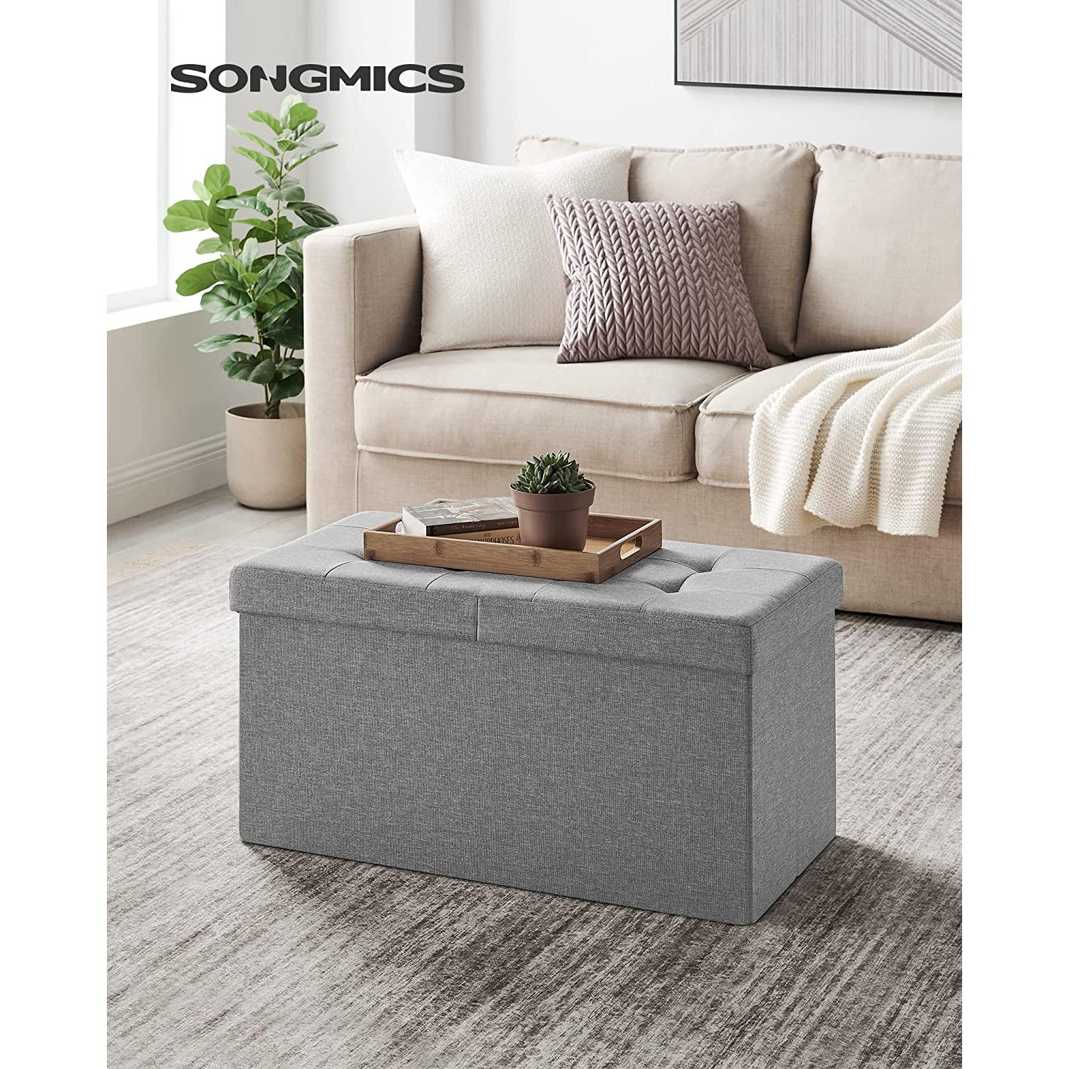 Sklopiva klupa za odlaganje, 76 x 38 x 38 cm, svijetlo siva | SONGMICS-vitahome.hr