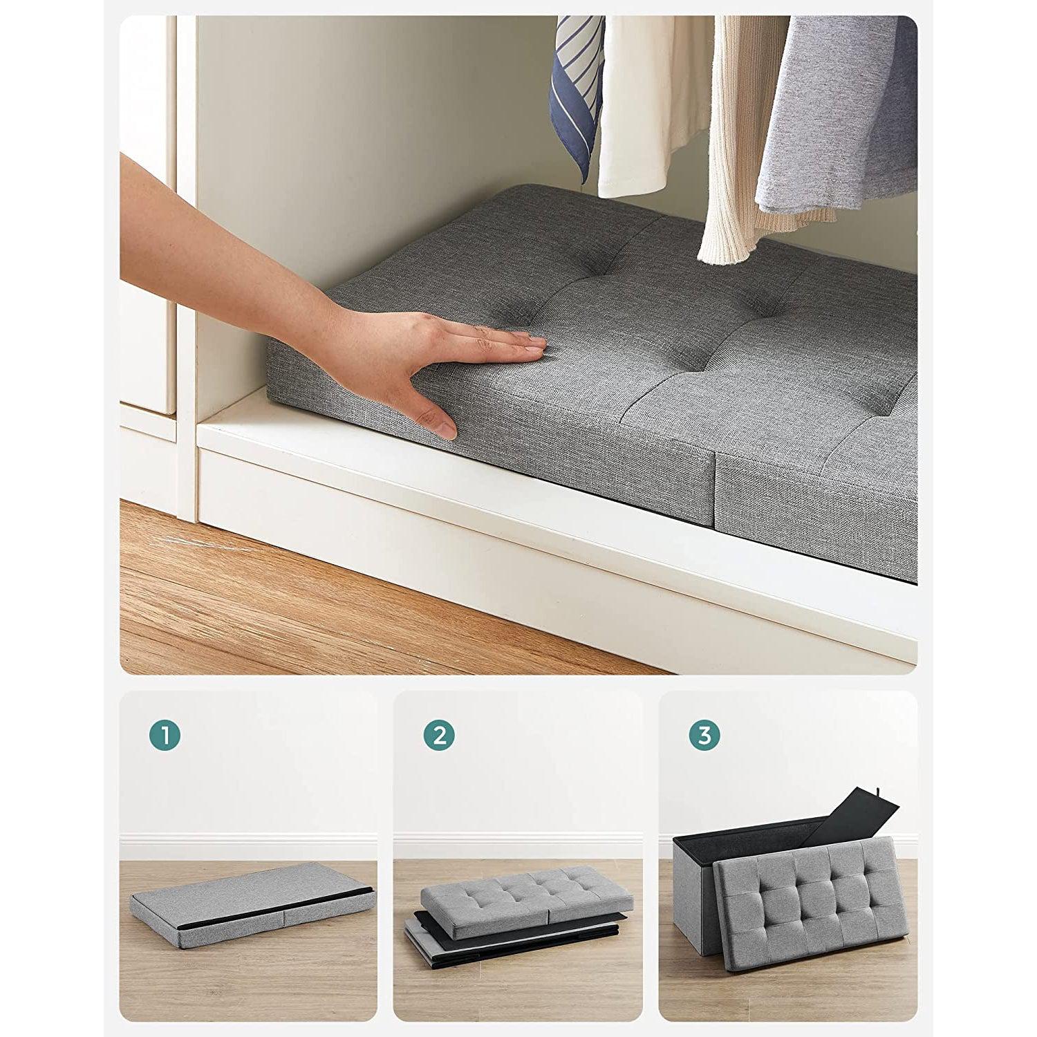 Sklopiva klupa za odlaganje, 76 x 38 x 38 cm, svijetlo siva | SONGMICS-vitahome.hr