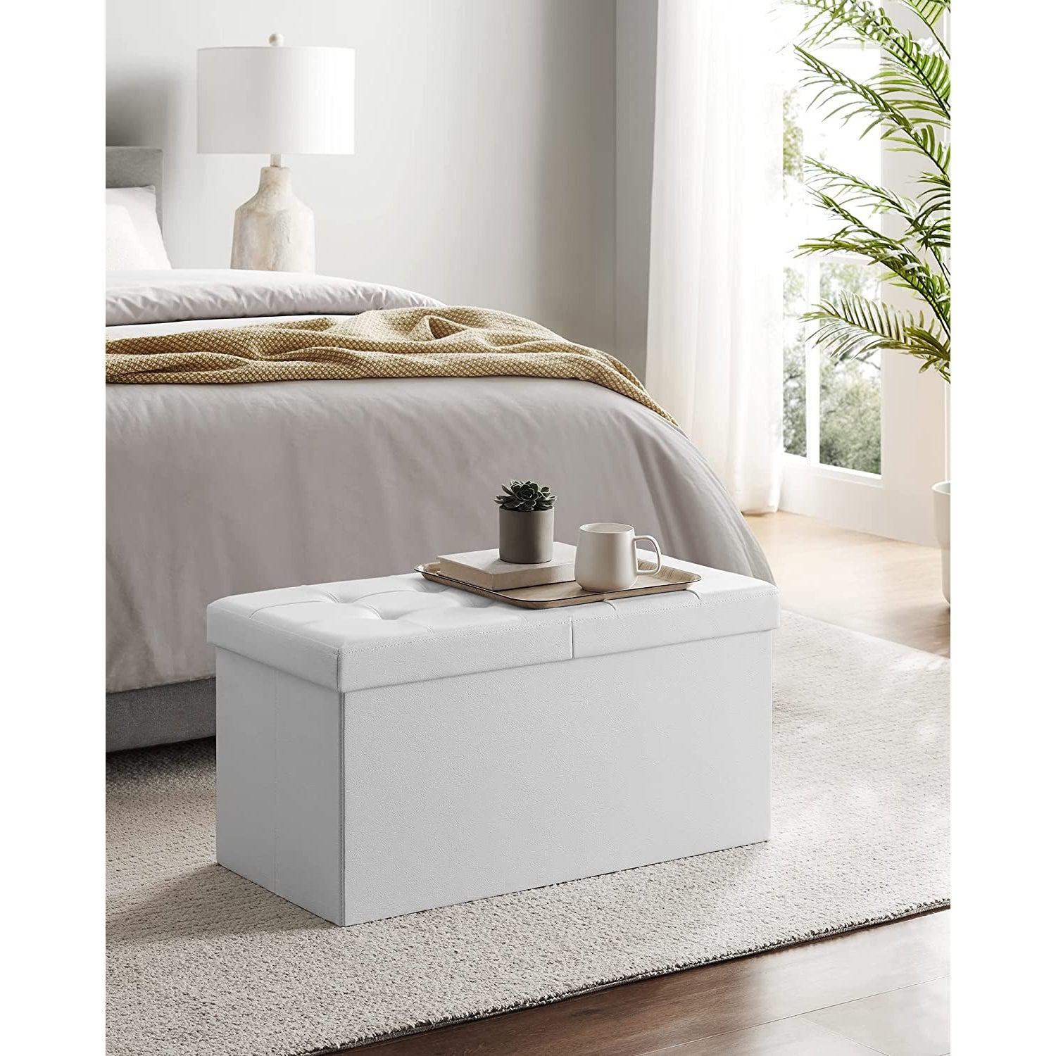 Sklopiva klupa za odlaganje kapaciteta 80L, 76 x 38 x 38 cm, bijela | SONGMICS-vitahome.hr