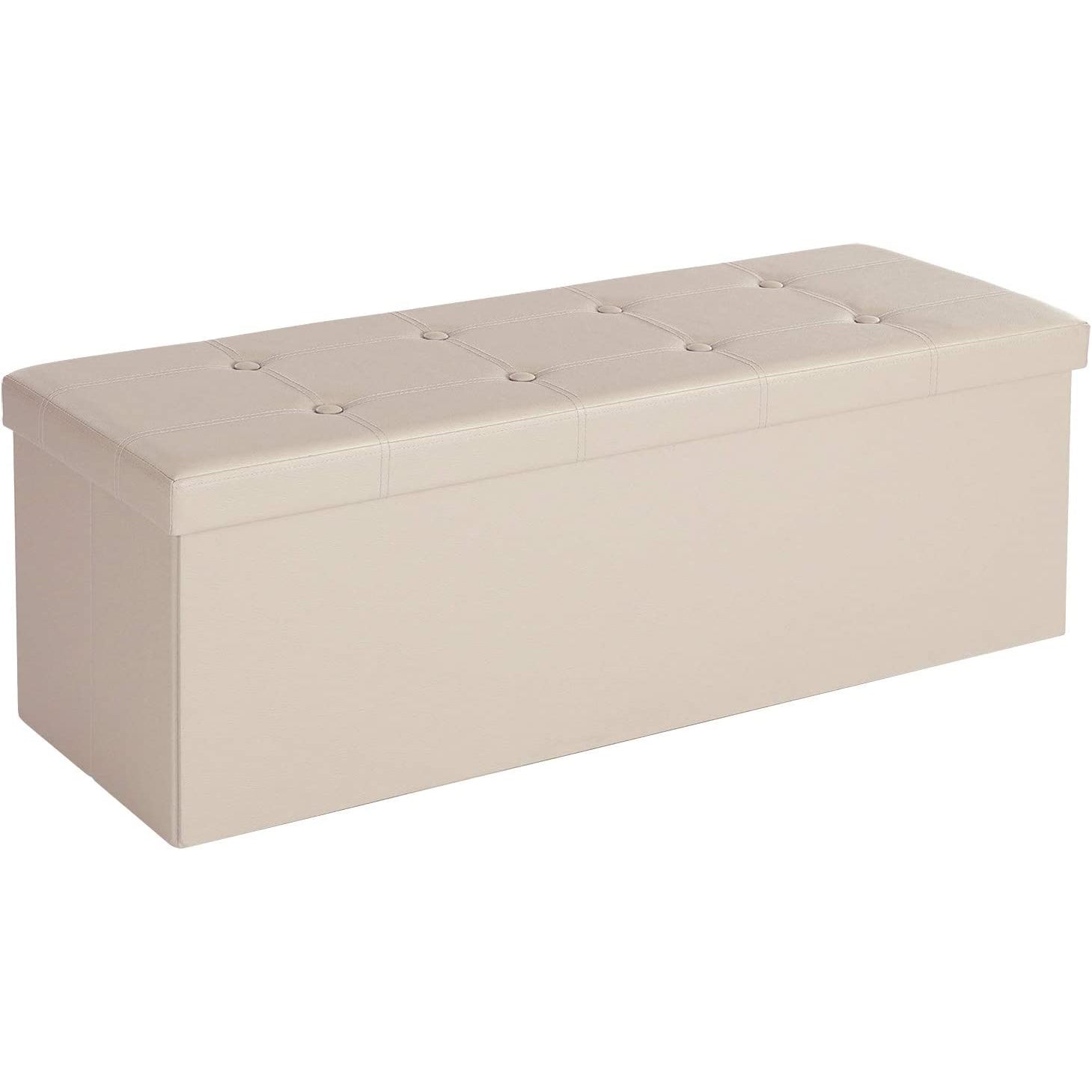 sklopiva klupa za odlaganje, nosivost 300 kg, umjetna koža, bež 110 x 38 x 38 cm | SONGMICS-vitahome.hr