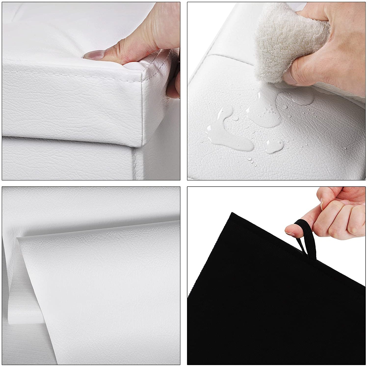 Sklopiva klupa za odlaganje od umjetne kože, 110 x 38 x 38 cm, bijela | SONGMICS-vitahome.hr