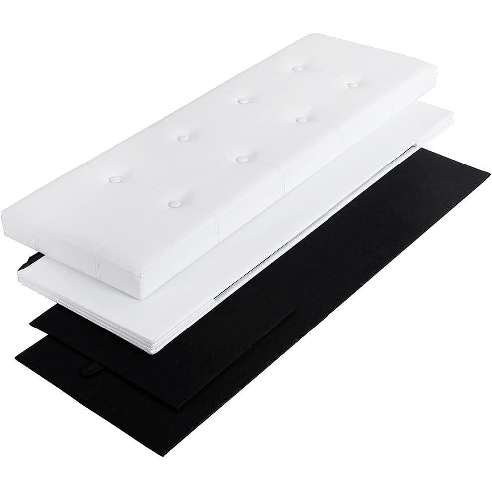 Sklopiva klupa za odlaganje od umjetne kože, 110 x 38 x 38 cm, bijela | SONGMICS-vitahome.hr