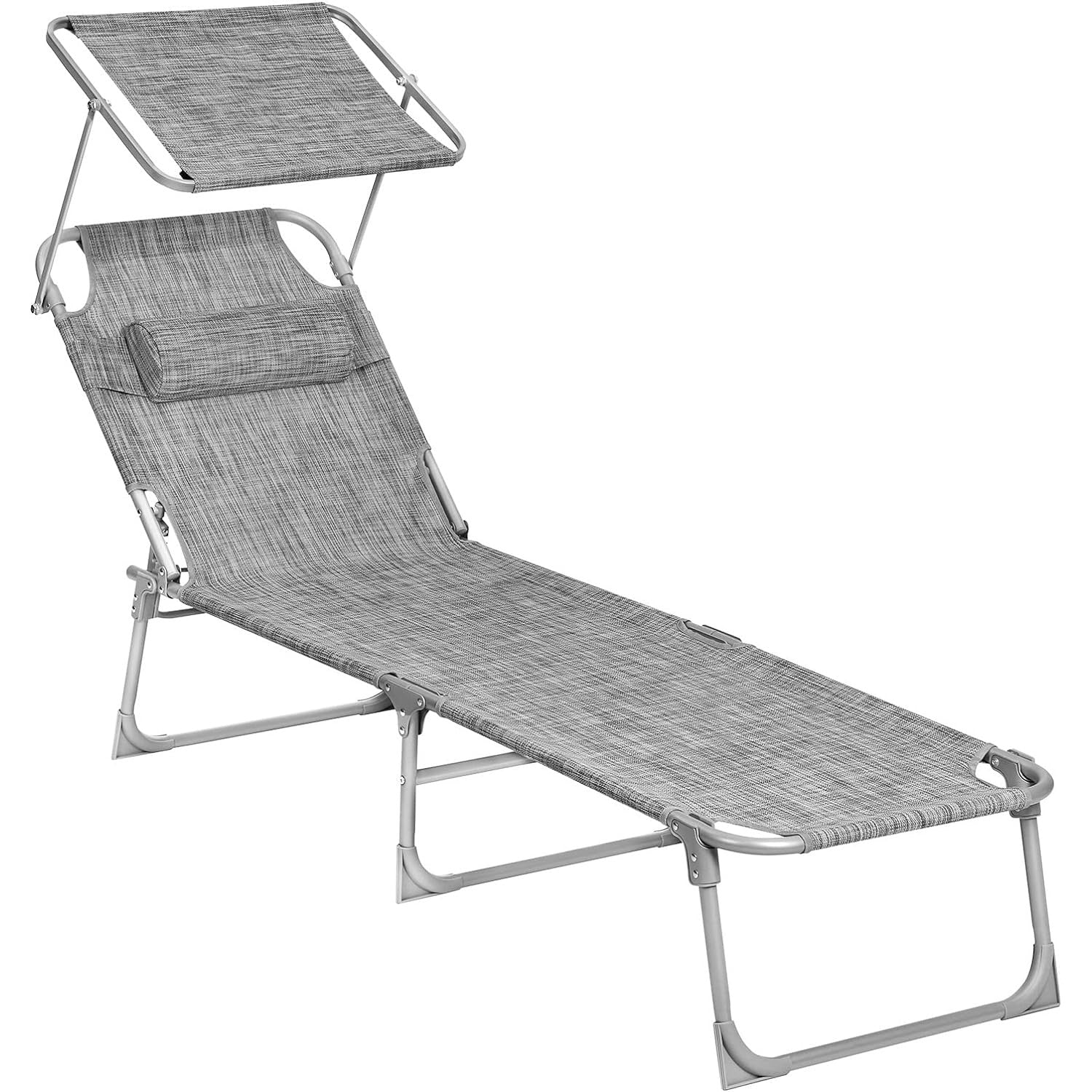 Sklopiva ležaljka s tendom 53x193x29,5 cm, nosivost do 150 kg, svijetlo siva | SONGMICS-vitahome.hr