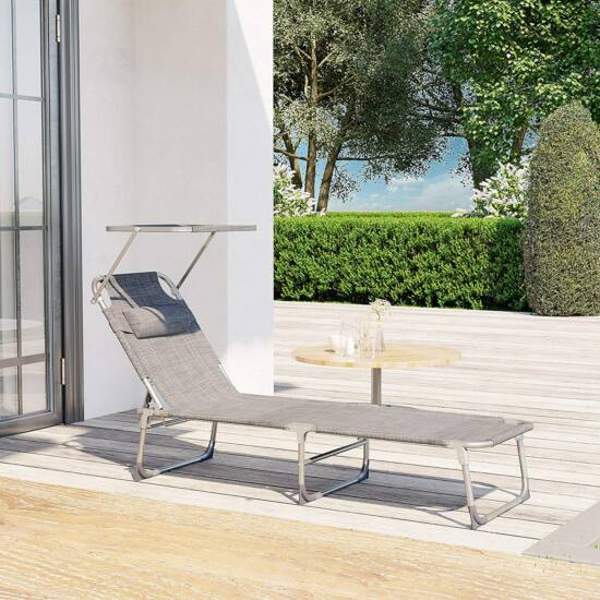 Sklopiva ležaljka s tendom 53x193x29,5 cm, nosivost do 150 kg, svijetlo siva | SONGMICS-vitahome.hr