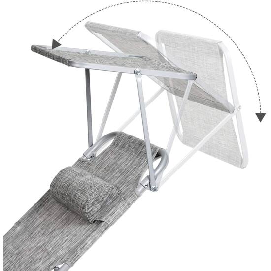 Sklopiva ležaljka s tendom 53x193x29,5 cm, nosivost do 150 kg, svijetlo siva | SONGMICS-vitahome.hr