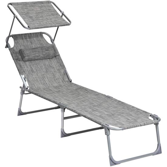 Sklopiva ležaljka s tendom 53x193x29,5 cm, nosivost do 150 kg, svijetlo siva | SONGMICS-vitahome.hr