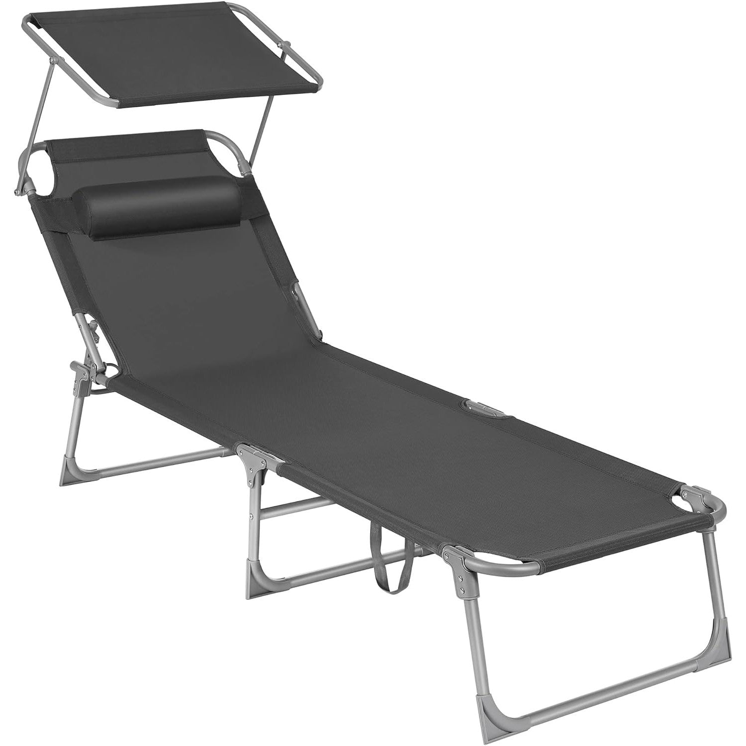 Sklopiva ležaljka s tendom 53x193x29,5 cm, nosivost do 150 kg, tamno siva | SONGMICS-vitahome.hr