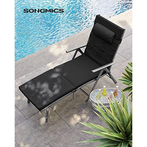 Sklopiva ležaljka za sunčanje s odvojivim jastukom, nosivosti do 150 kg, crna | SONGMICS-vitahome.hr