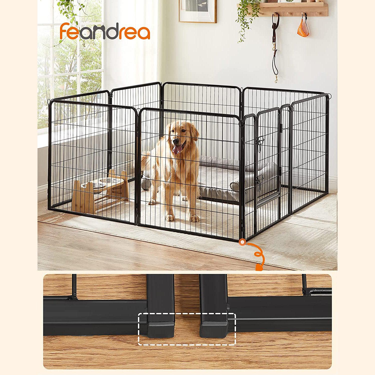 Sklopiva ogradica s 8 panela za pse i male životinje, XL - 80 x 246 x 80 cm | FEANDREA | FEANDREA-vitahome.hr