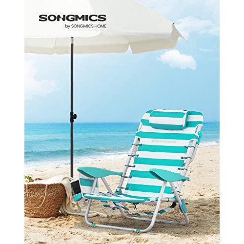 Sklopiva stolica za plažu, kamperska stolica nosivosti 150kg, tirkizno bijela | SONGMICS-vitahome.hr