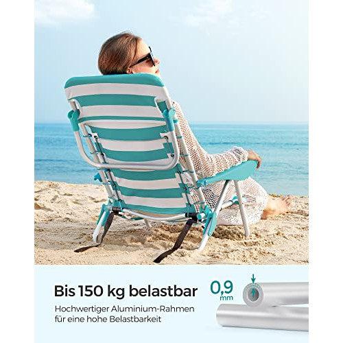 Sklopiva stolica za plažu, kamperska stolica nosivosti 150kg, tirkizno bijela | SONGMICS-vitahome.hr