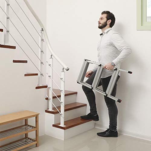 Sklopive aluminijumske ljestve nosivosti do 150 kg, na 3 razine, srebrno crne | SONGMICS-vitahome.hr