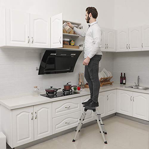 Sklopive aluminijumske ljestve nosivosti do 150 kg, na 3 razine, srebrno crne | SONGMICS-vitahome.hr
