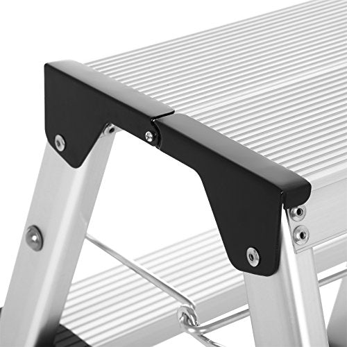 Sklopive aluminijumske ljestve nosivosti do 150 kg, na 3 razine, srebrno crne | SONGMICS-vitahome.hr