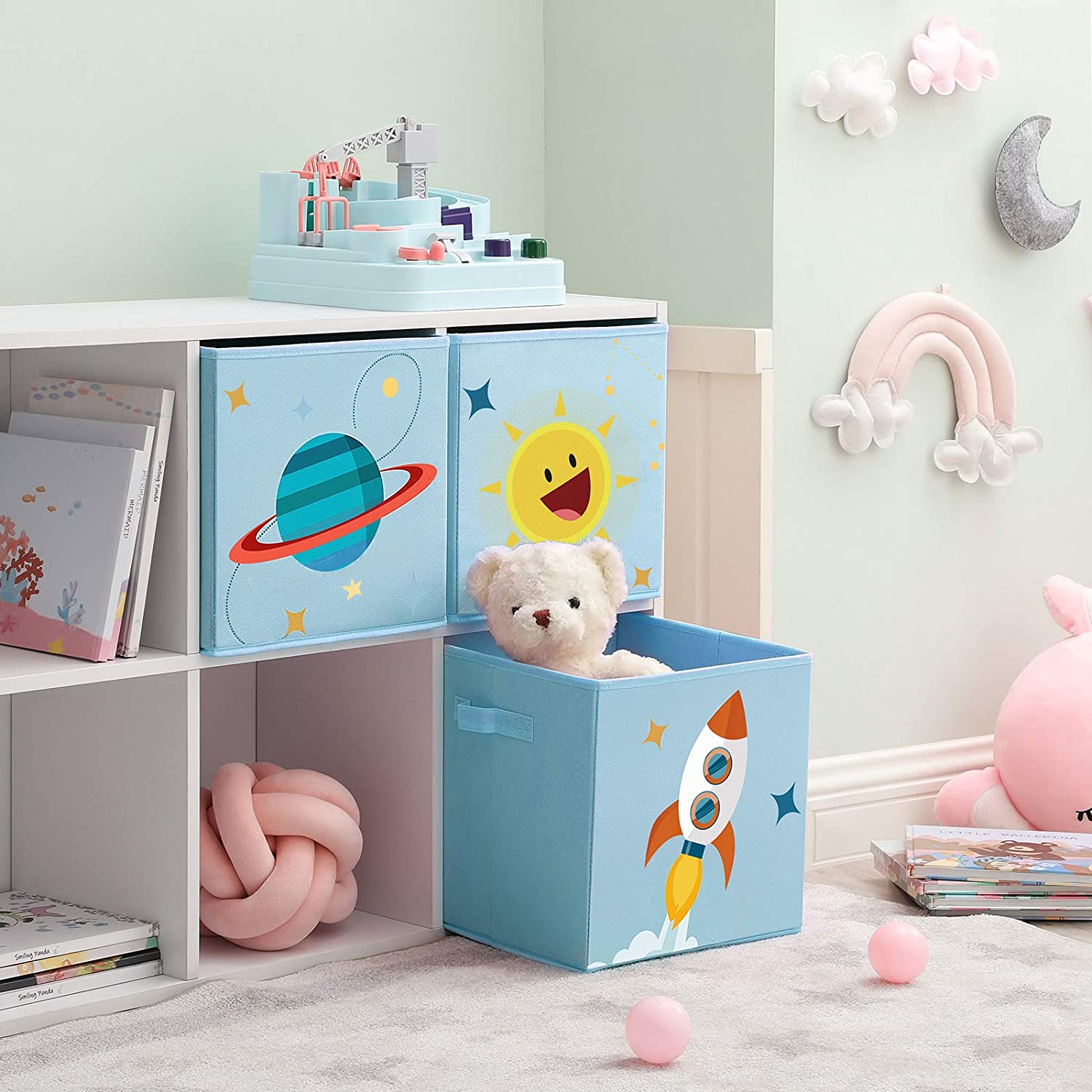 Sklopive kutije za pohranu, kutije za organizatore igara 30 x 30 x 30 cm, plave | SONGMICS-vitahome.hr