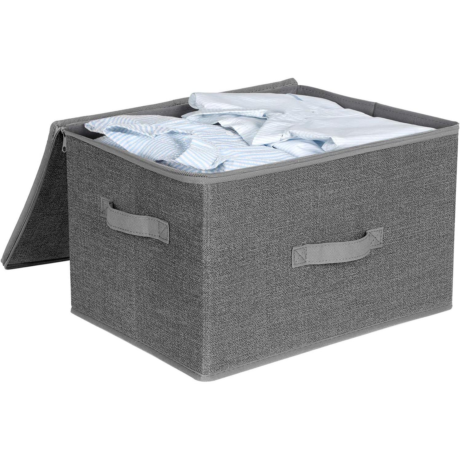 Sklopive kutije za pohranu s poklopcima 3 kom., sive | SONGMICS-vitahome.hr