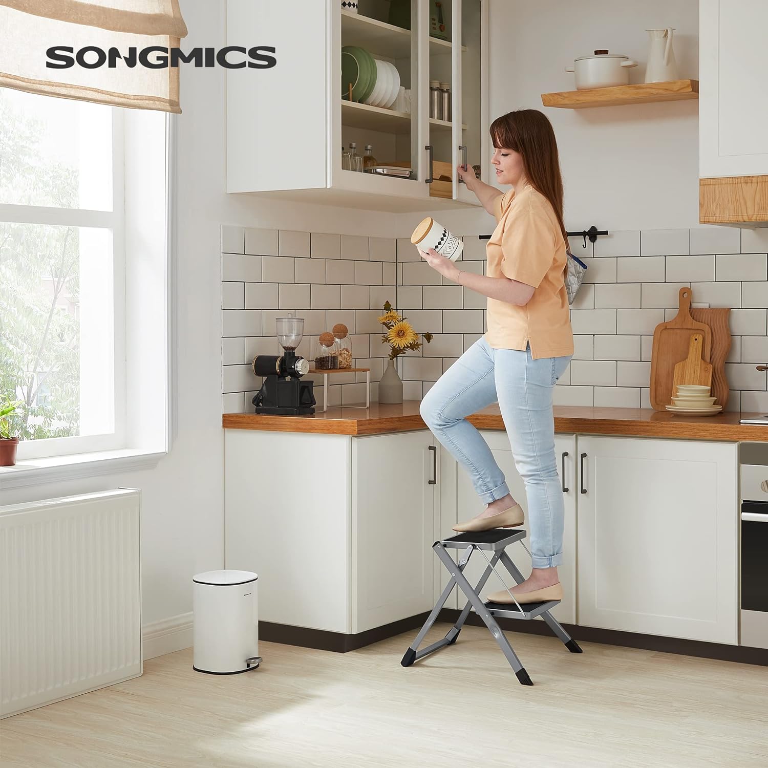 Sklopive ljestve sa 2 stepenice, kuhinjske stepenice, crne | SONGMICS-vitahome.hr