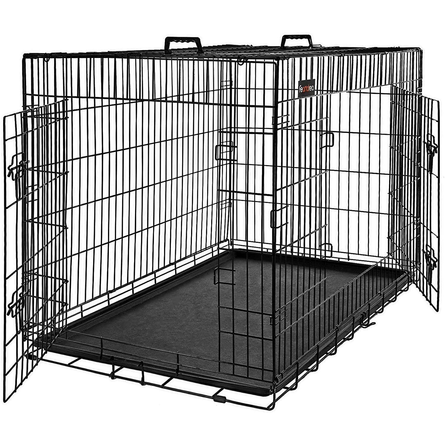 Sklopivi kavez za pse s 2 vrata, 92.5 x 57.5 x 64 cm, crne boje | FEANDREA | FEANDREA-vitahome.hr
