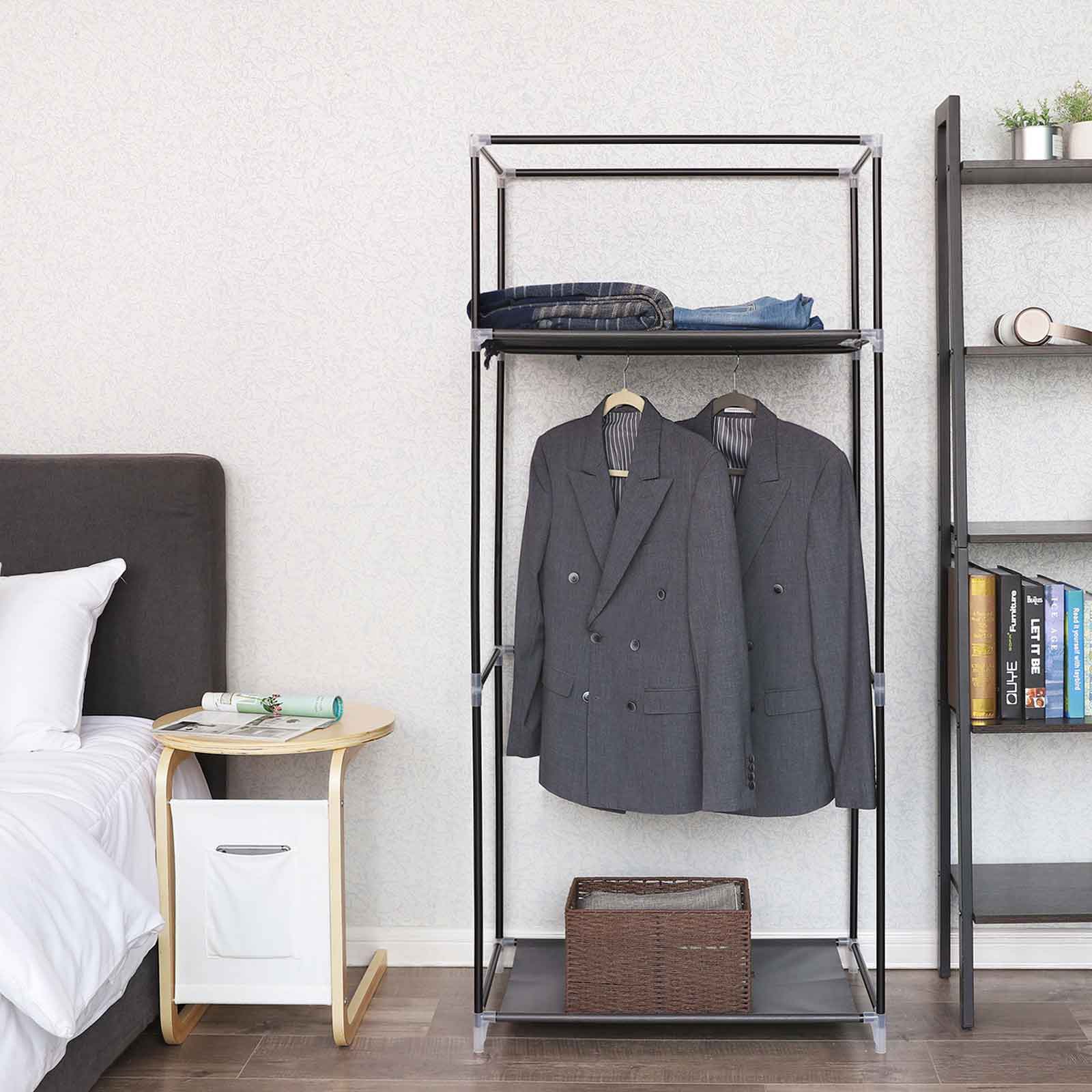 Sklopivi platneni ormar, mobilni ormar, 75 x 45 x 160 cm, crni | SONGMICS-vitahome.hr