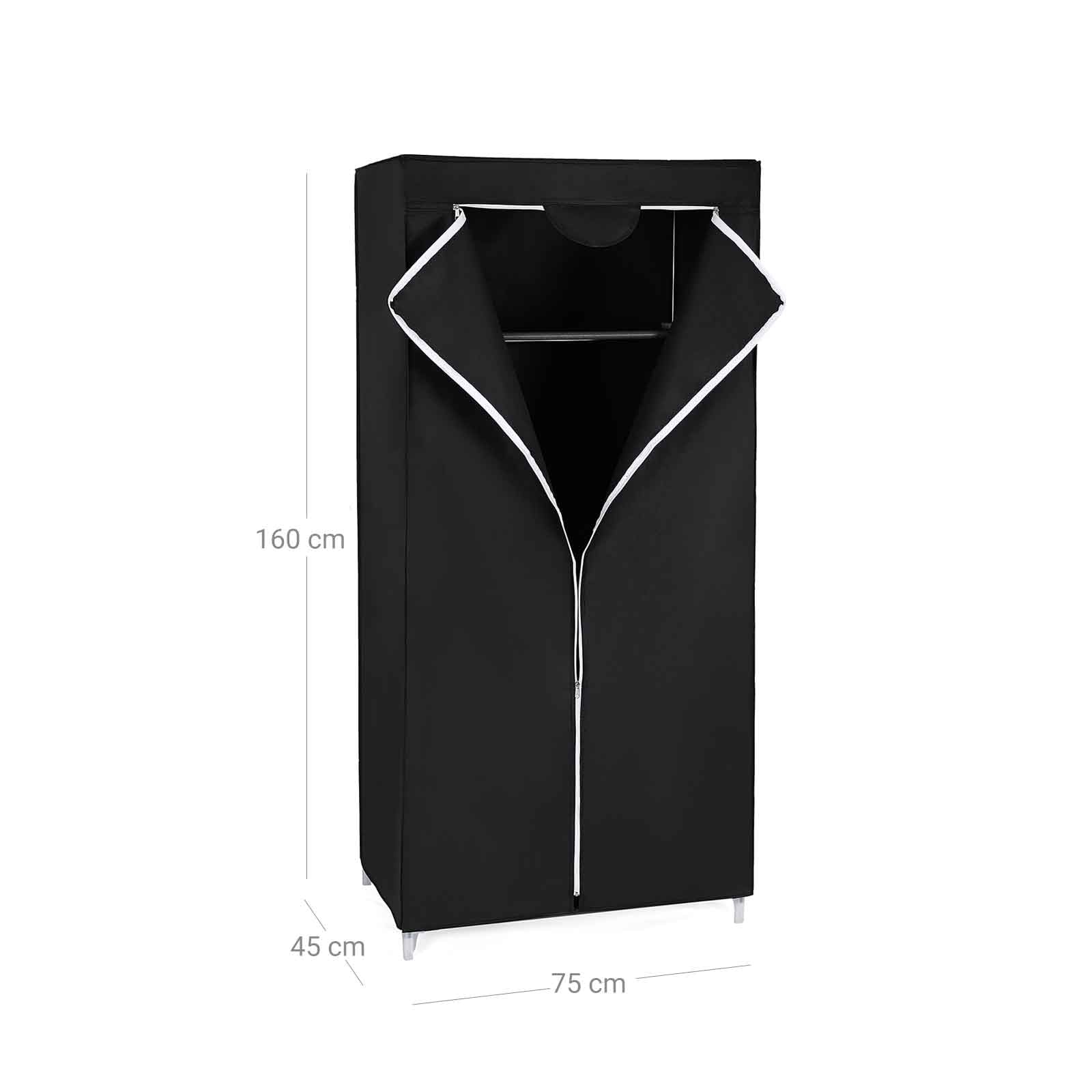 Sklopivi platneni ormar, mobilni ormar, 75 x 45 x 160 cm, crni | SONGMICS-vitahome.hr