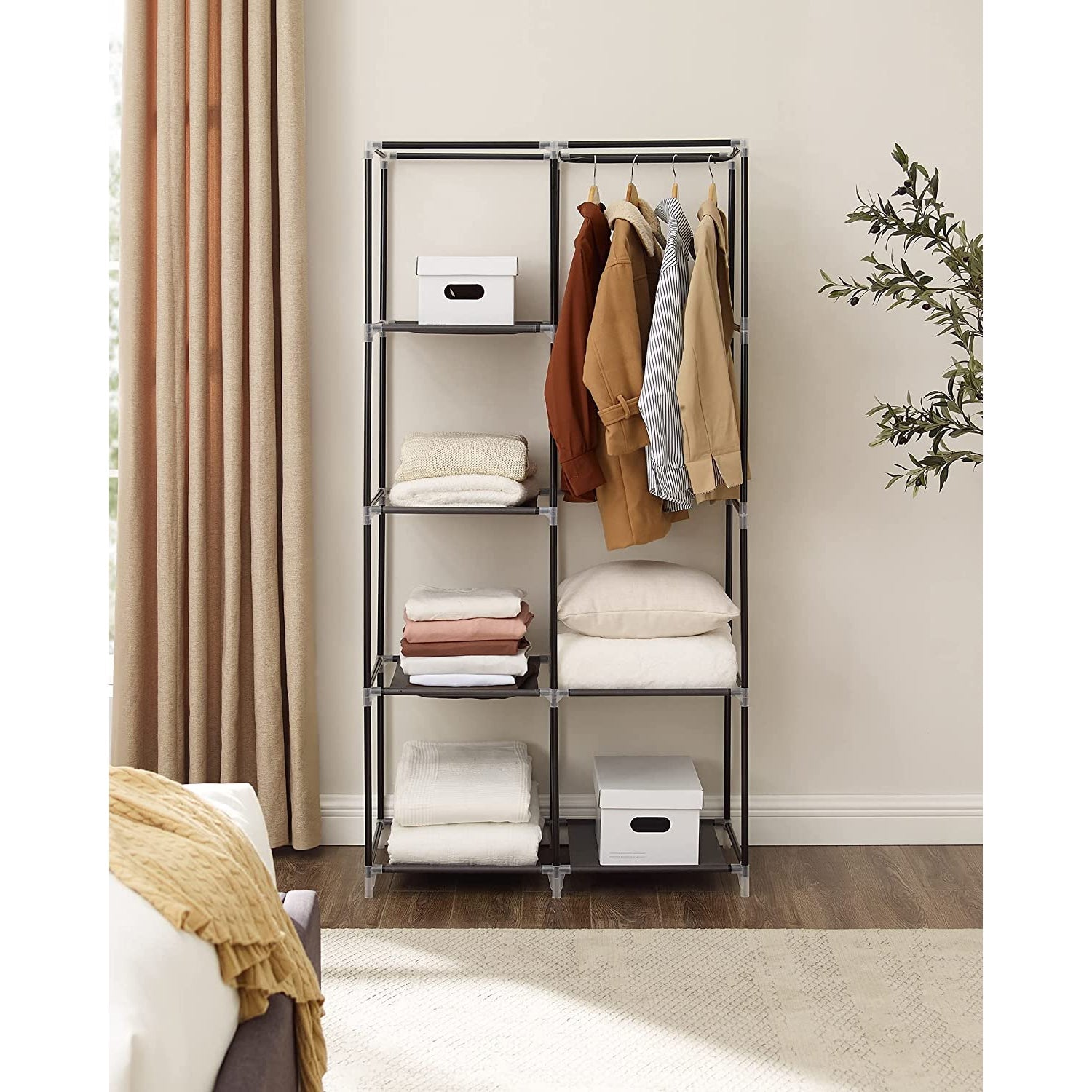 Sklopivi platneni ormar, mobilni ormar, 88x45x168 cm, crni | SONGMICS-vitahome.hr