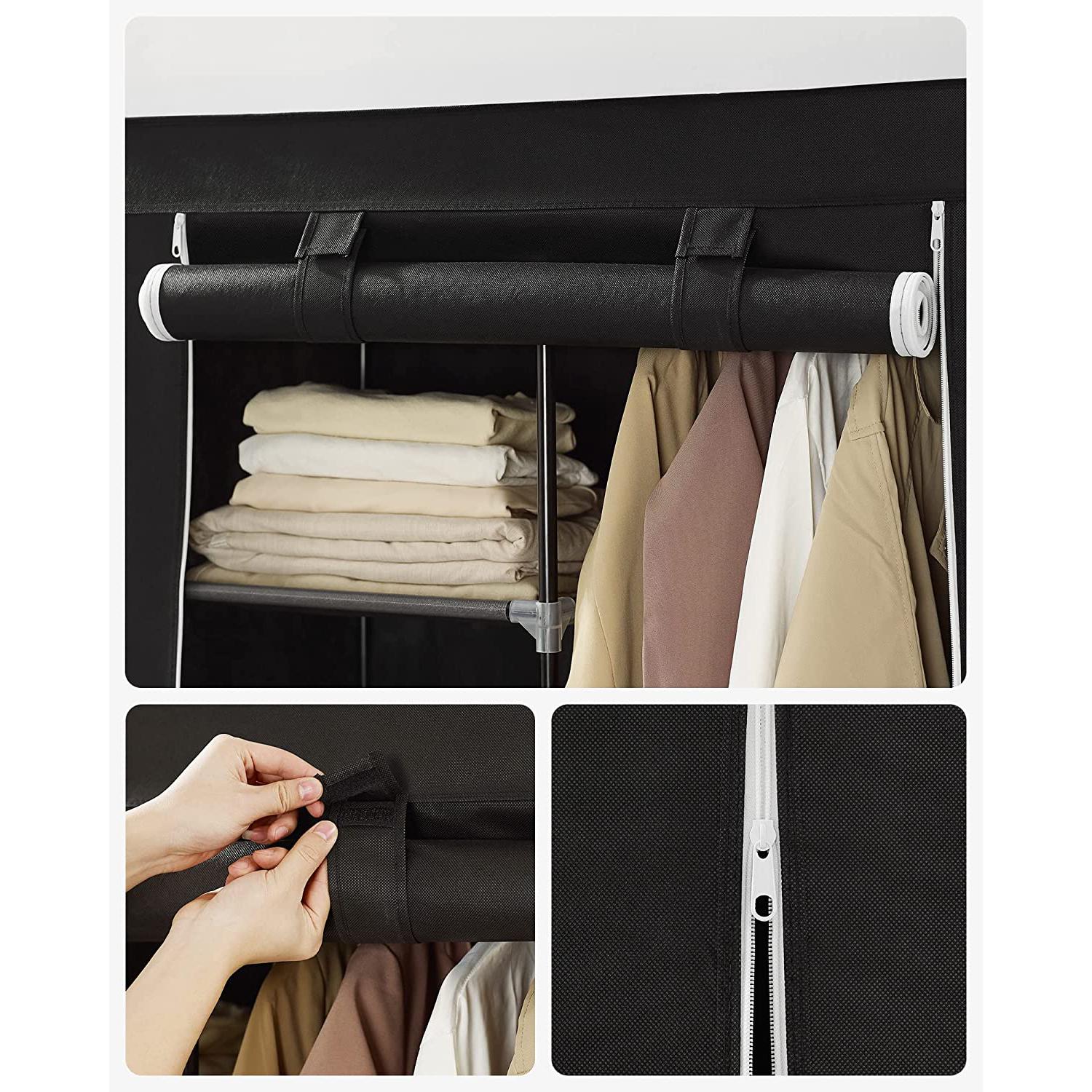 Sklopivi platneni ormar, mobilni ormar, 88x45x168 cm, crni | SONGMICS-vitahome.hr