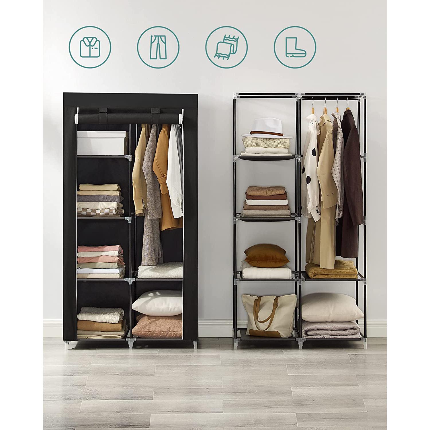 Sklopivi platneni ormar, mobilni ormar, 88x45x168 cm, crni | SONGMICS-vitahome.hr
