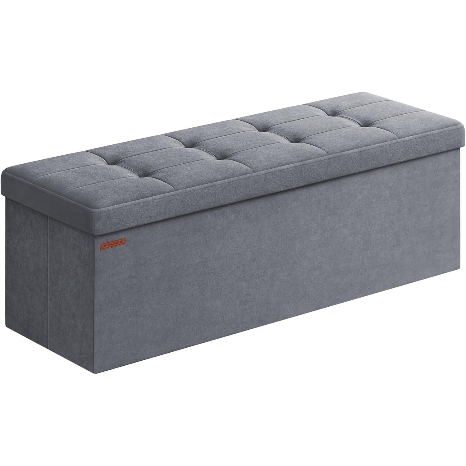 Sklopivi puf s prostorom za pohranu 38 x 110 x 38 cm, nosivost 300 kg, siva