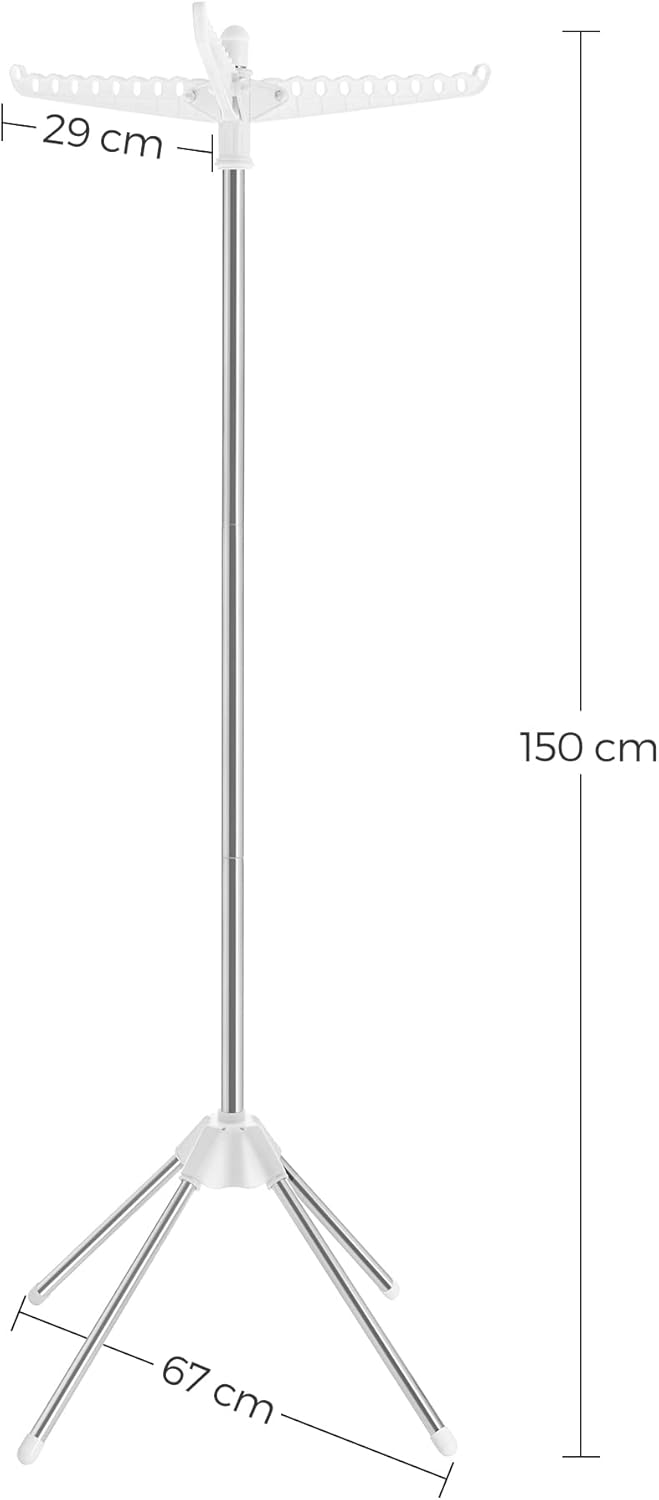 Sklopivi stalak za sušenje odjeće od nehrđajućeg čelika, 150cm, bijelo srebrni | SONGMICS-SONGMICS-Vita Home