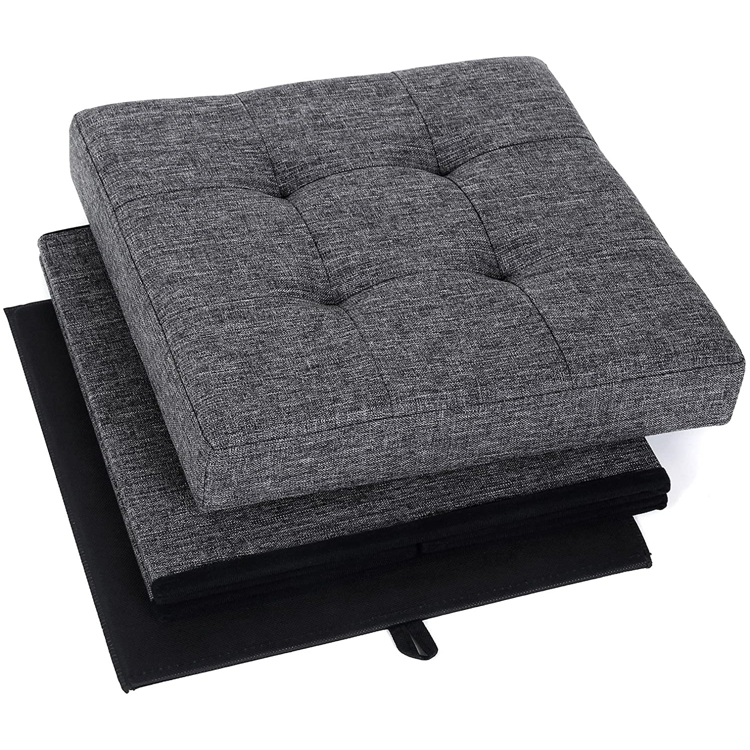 Sklopivi tabure s prostorom za odlaganje, 38 x 38 x 38 cm, tamno siva | SONGMICS-vitahome.hr
