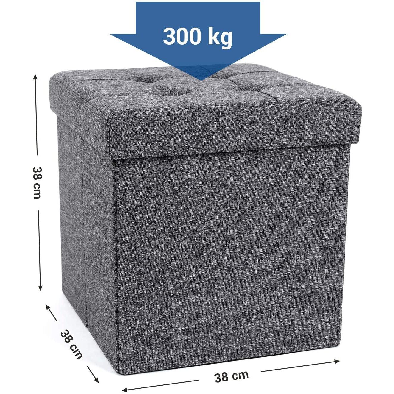 Sklopivi tabure s prostorom za odlaganje, 38 x 38 x 38 cm, tamno siva | SONGMICS-vitahome.hr