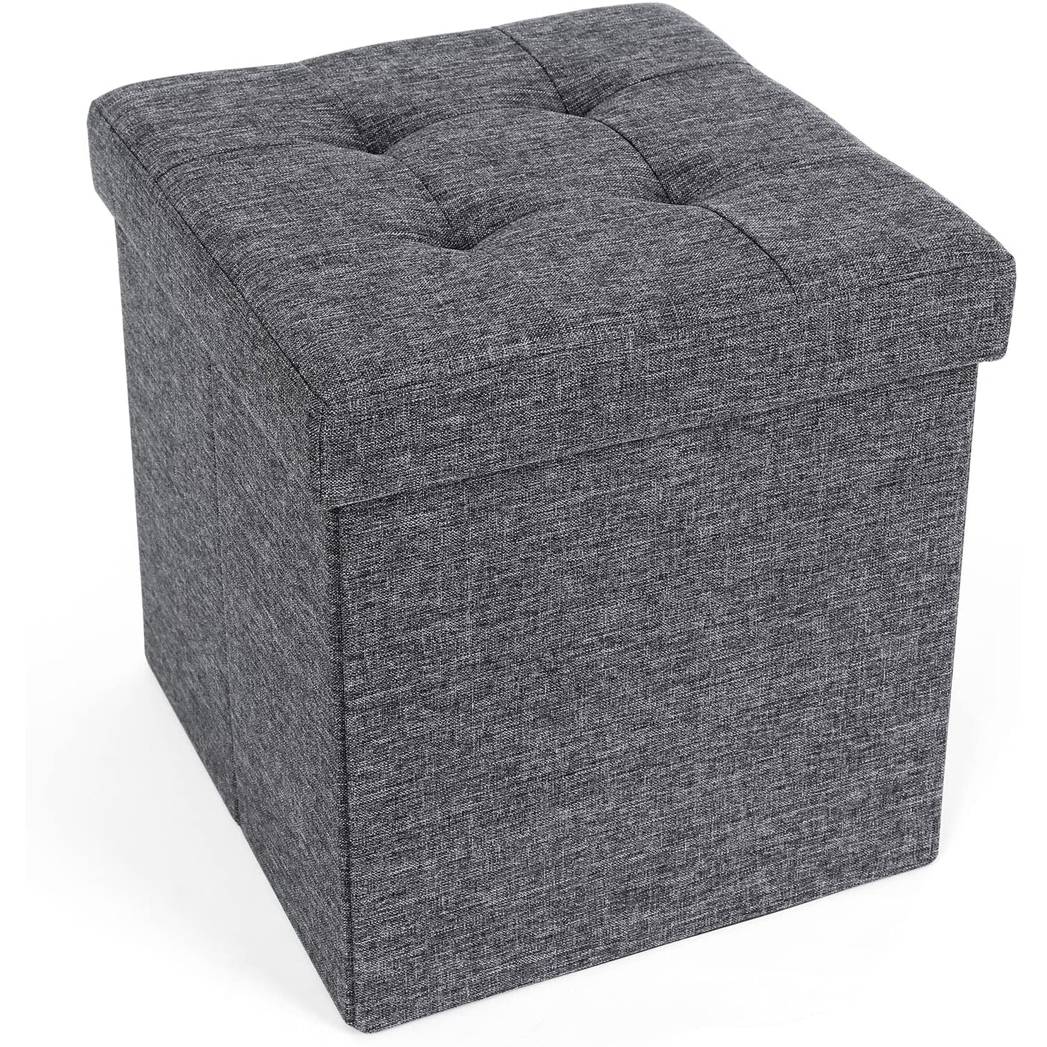 Sklopivi tabure s prostorom za odlaganje, 38 x 38 x 38 cm, tamno siva | SONGMICS-vitahome.hr